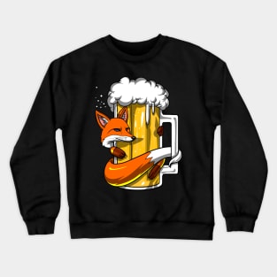 Fox Beer Drinking Party Crewneck Sweatshirt